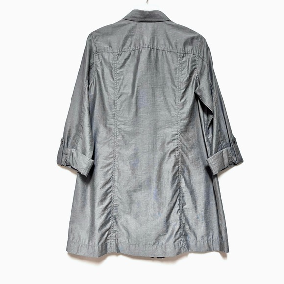 Vintage Chicos Jacket Military Linen Blend Grey SZ 1 Medium Minimalist Lagenlook - Picture 3 of 11